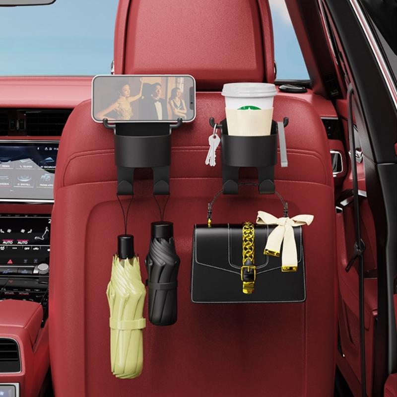 Porta-copos de Encosto de Cabeça de Carro com Gancho Suporte Suspenso para Banco Traseiro de Carro Suporte para Telefone Porta-Bebidas Acessórios Interiores Automotivos
