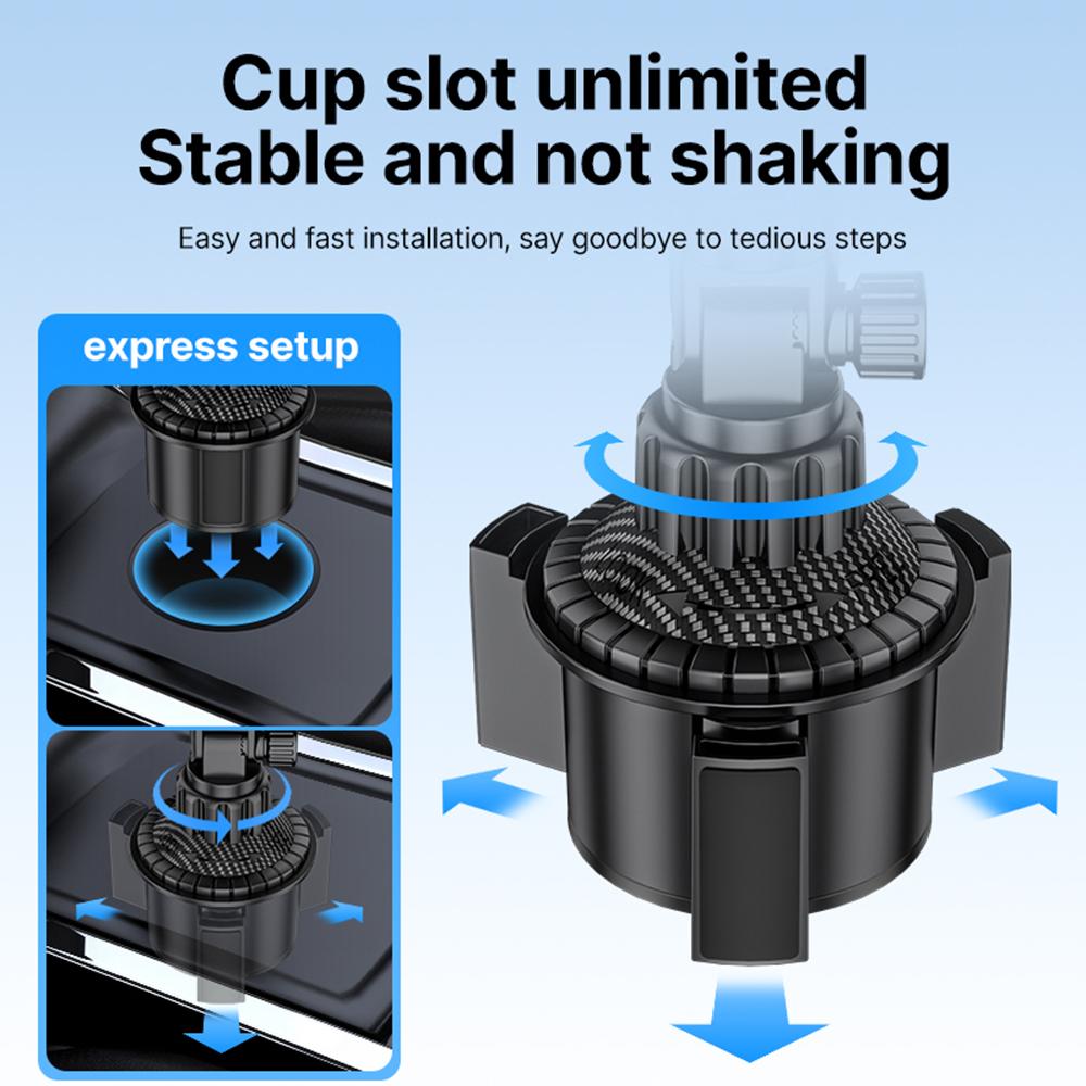 Car Cup Holder Phone Mount with 360-Degree Rotation Navigation Mount with Triangular Gravity Support Reserved Charging Port