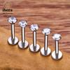 10/50PCS G23 Titanium Piercing Labret Lip Studs 16G CZ Internally Threaded Stud Earring Lip Ring Tragus Cartilage Helix Jewelry