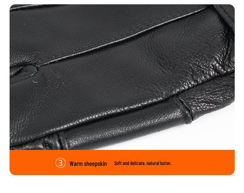 Unisex Genuine Leather Gloves for Winter, Motorcycle Riding, and Outdoor Activities