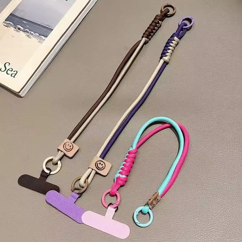 Double Ring Buckle Woven Mobile Phone Lanyard Women Men Universal Anti-Loss Keychains Pendant Wrist Short Straps Accessories
