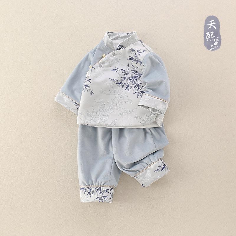 Completo Due Pezzi Tang per Bambino: Tuta stile cinese per neonato/bambino, perfetta per il primo compleanno, primavera e autunno