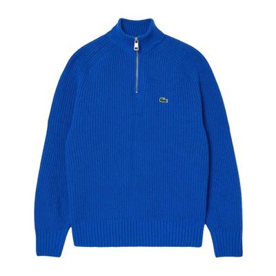 Mens Zipper Carded Wool High-Neck Jumper