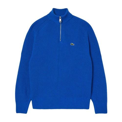 Lacoste Mens Zipper Carded Wool High-Neck Jumper