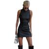 Vestido Slim de Moda para Mujer Otoño/invierno Minifalda de Cuero PU