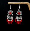 Peacock Tassel Earrings with Hollow Leaf Design in Retro Ethnic Style Imitation Silver for Women