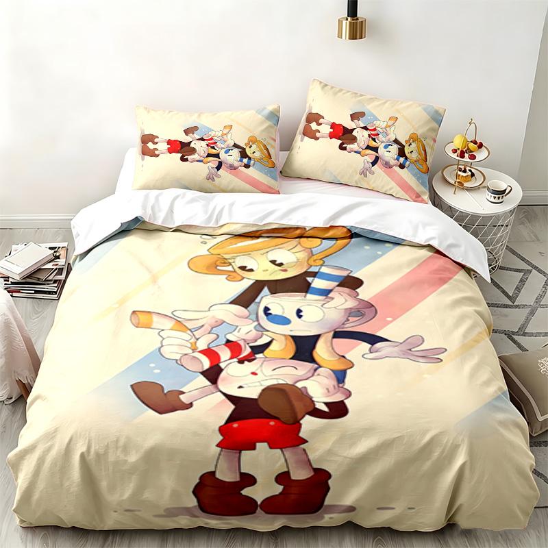 Cuphead 3pc Set Perfect for Bedroom Use Comfortable Bedding Set Includes a Duvet Cover and Two Pillowcases Ideal Birthday or Christmas Gift