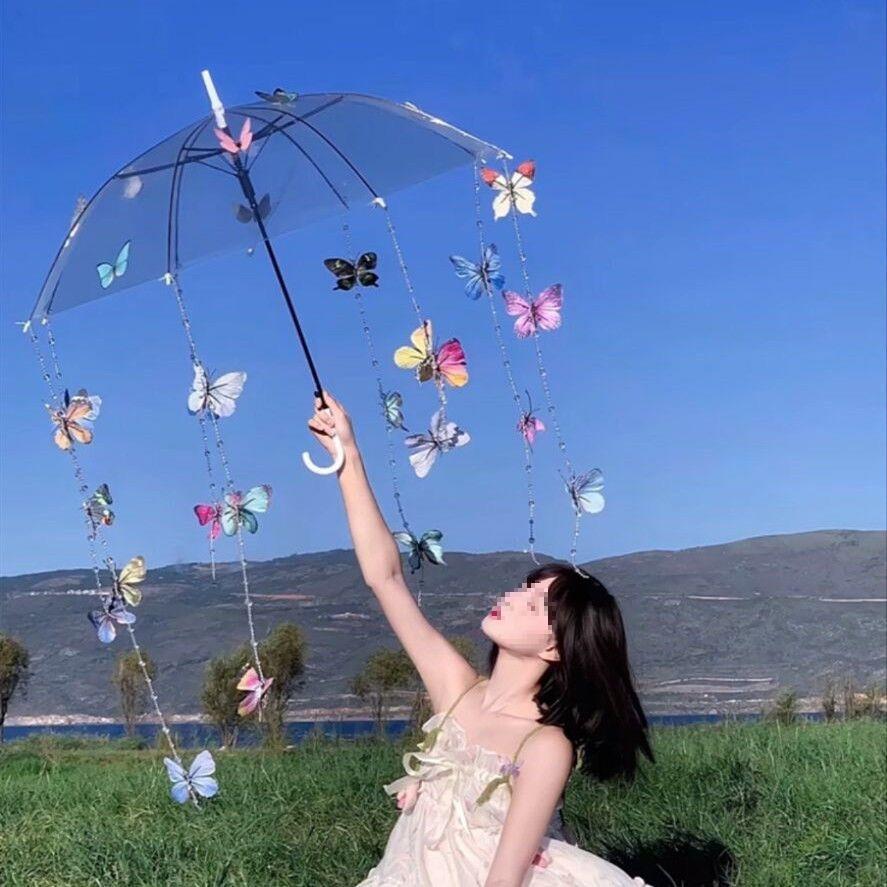 Çocuklar ve Yetişkinler İçin Orijinal Bahar Çiçekli Şemsiye - Hanfu Fotoğrafçılığı ve Podyumlar İçin İdeal.