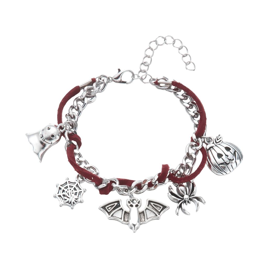 Halloween Schmuck Verstellbare Halskette Anhänger Armband mit Geist Kürbis Fledermaus Spinne Charm Anhänger für Frauen Party Geschenk
