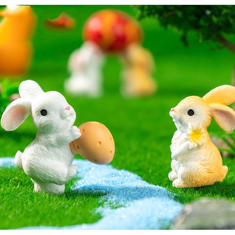Multicolor Miniature Knickknacks Resin Cartoon Buuny Statue  Bonsai Ornament
