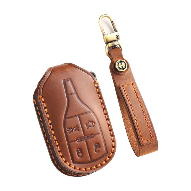 Leather Car Key Case Cover Holder Keychain Shell for Maserati Levante Quattroporte Ghibli Remote Key Protector