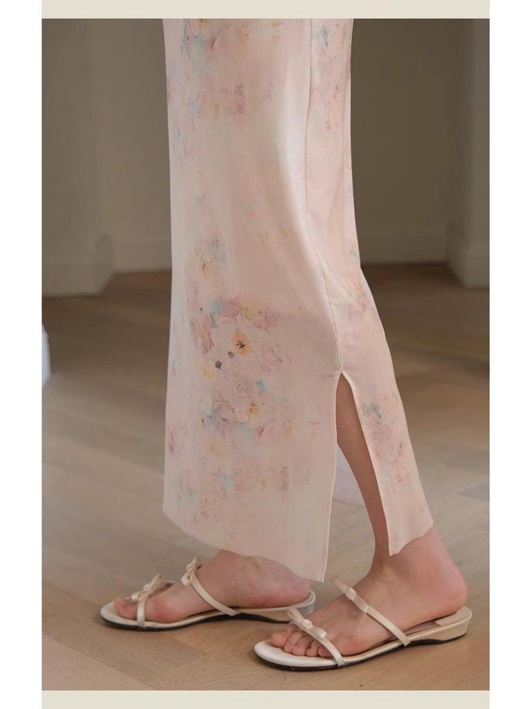 Off-Shoulder Floral Maxi Dress for Women, Slimming Mesh Waist, Gentle Summer Style