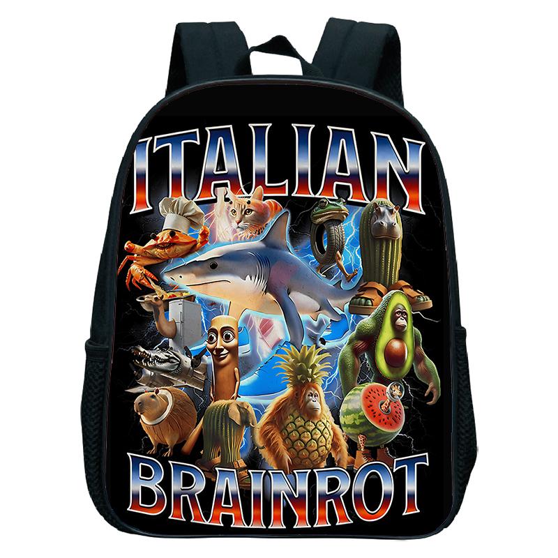 Italian Brainrot Backpack Toddler Boys Kindergarten Bag Cartoon Cappuccino Saaassino School Bags Boys Girls Animals Bookbag Gift