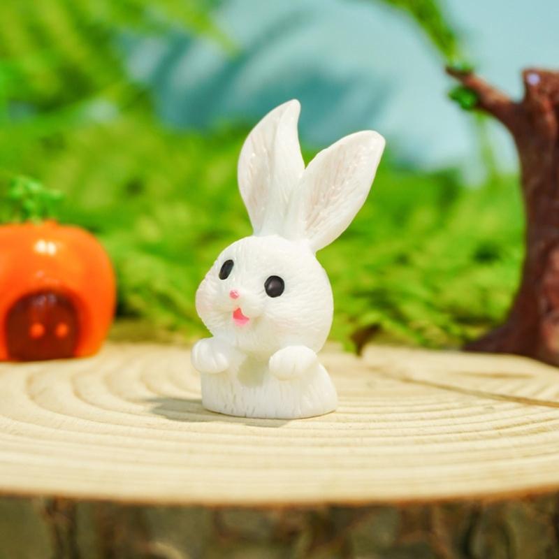 10Pcs Rabbit Garden Accessories DIY Landscape Ornaments for Easters Bunnies Decors Potted Plant Terrariums Miniatures