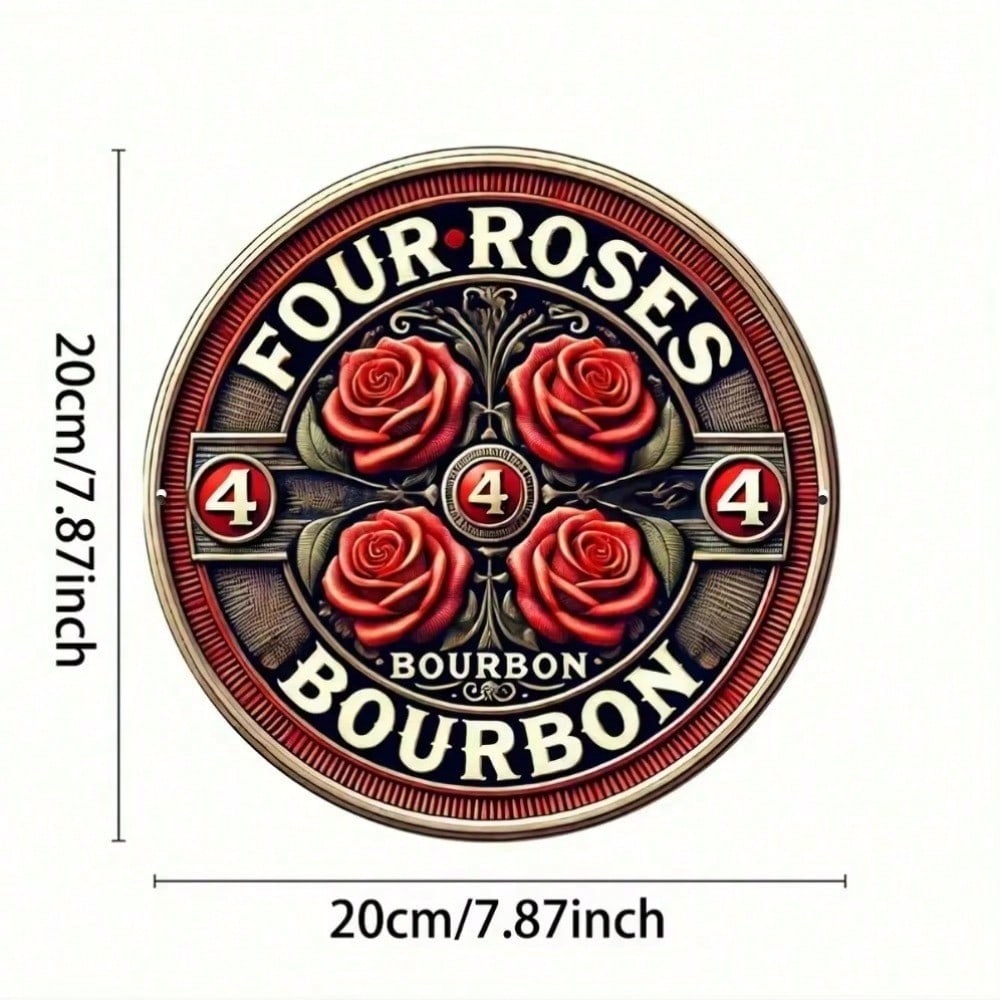 Винтажная металлическая жестяная вывеска Four Roses Bourbon 20x20 см Декор стены для бара, паба, мужской комнаты 20x20 разноцветный