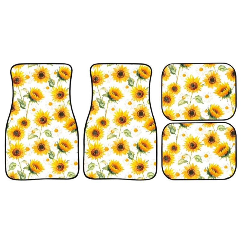 Printed Sunflower Car Universal Floor Mat Four Pieces Dust-Proof And Dirt-Resistant Car Floor Mat Interior Fashionable
