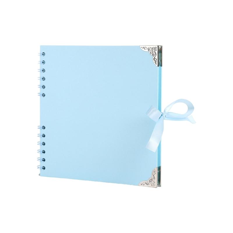 DIY Scrapbook Album 8palcová čtvercová prázdná stránka pro uchování vzpomínek Papír 30 listů Držák na fotografie Kniha vzpomínek s mašlí