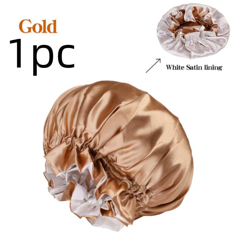 Luxurious Satin Sleep Cap Soft Wide Brim Nightcap Unisex Night Sleeping Bonnet with Wide Elastic Band Bath Hat For All Hair Type