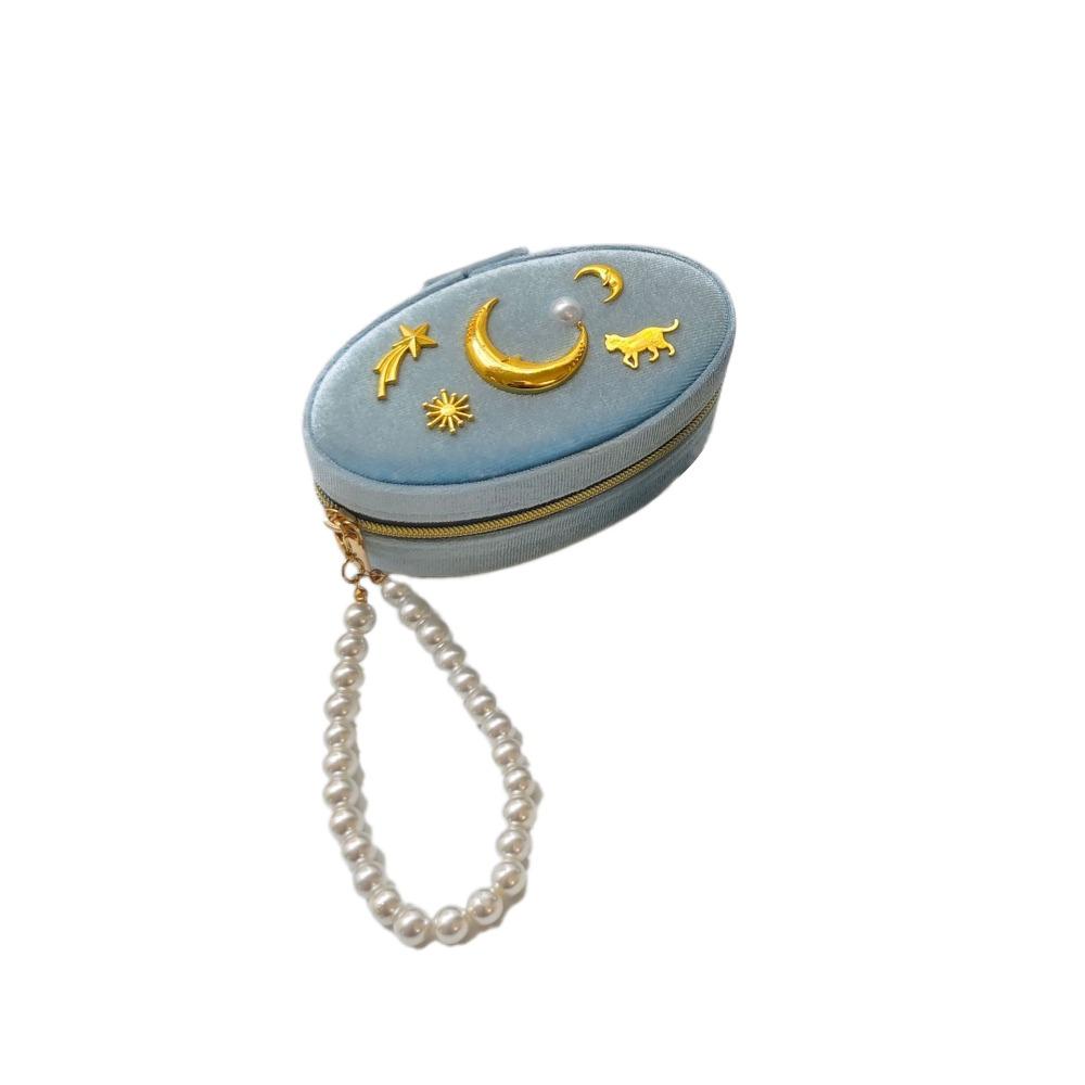 

Mini Jewelry Storage Box Pearl Keychain Bracelet Carrying Case Luxury Finger Ring Box Gifts светло-синий