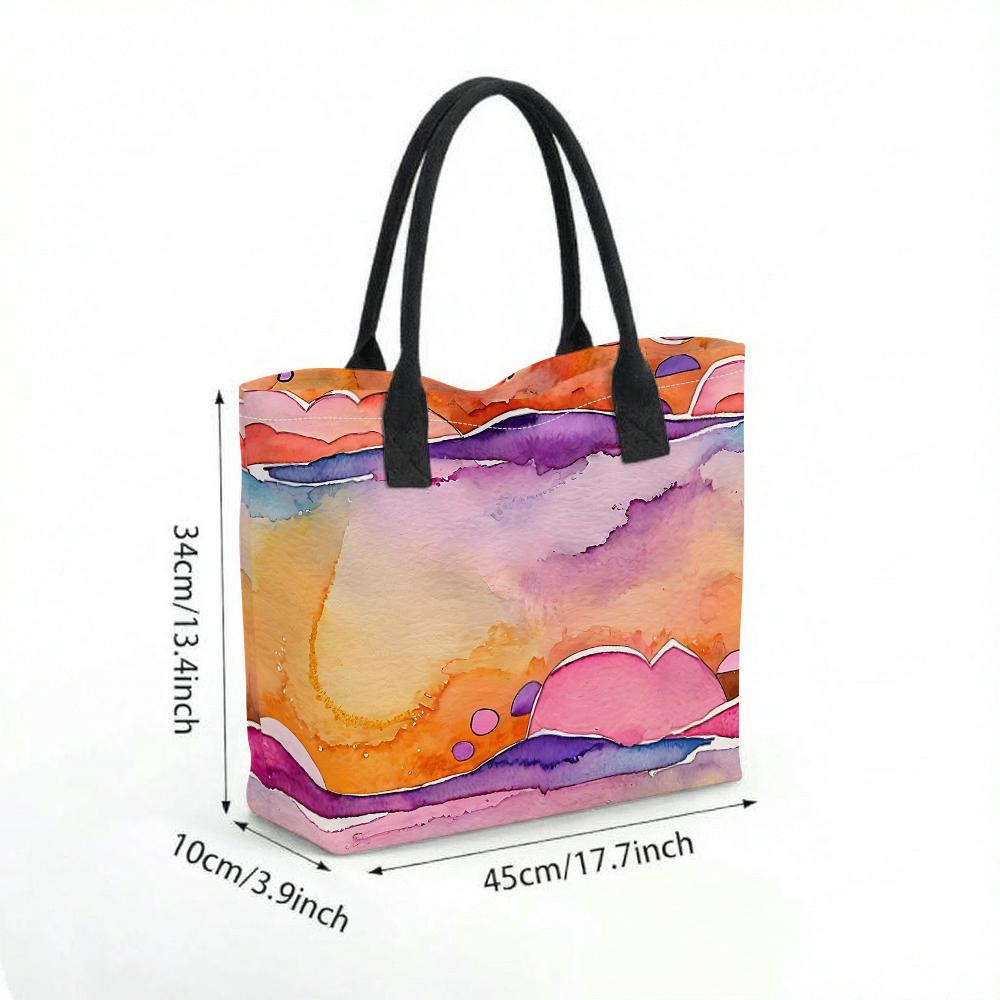  Watercolor Abstract Tote Bag Large Capacity Casual Shoulder Bag for Daily Shopping Travel Lightweight Durable Handbag