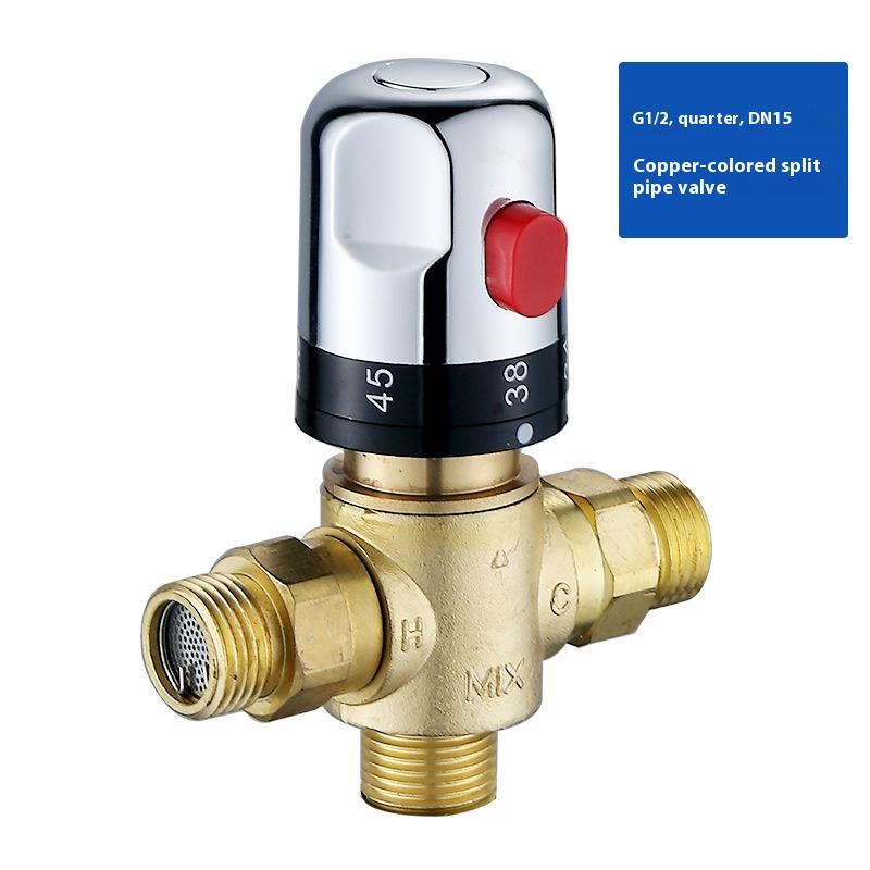 Chrome Thermostatic Brass Mixer Valve  Brass Cartridge Mixer Valve Hot Cold Water Temperature Control Mixer Bathroom Accessories