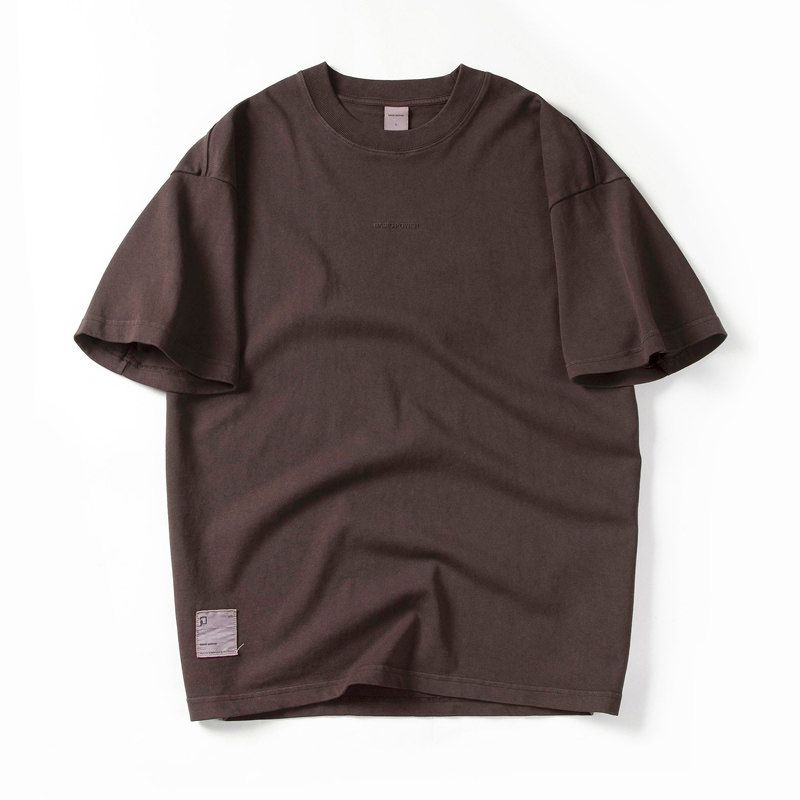 Cotton Men Short Sleeve T-Shirt Men's Summer 300G Heavy Weight Drop Shoulder Pure Cotton American Export Export Menswear T-shirt