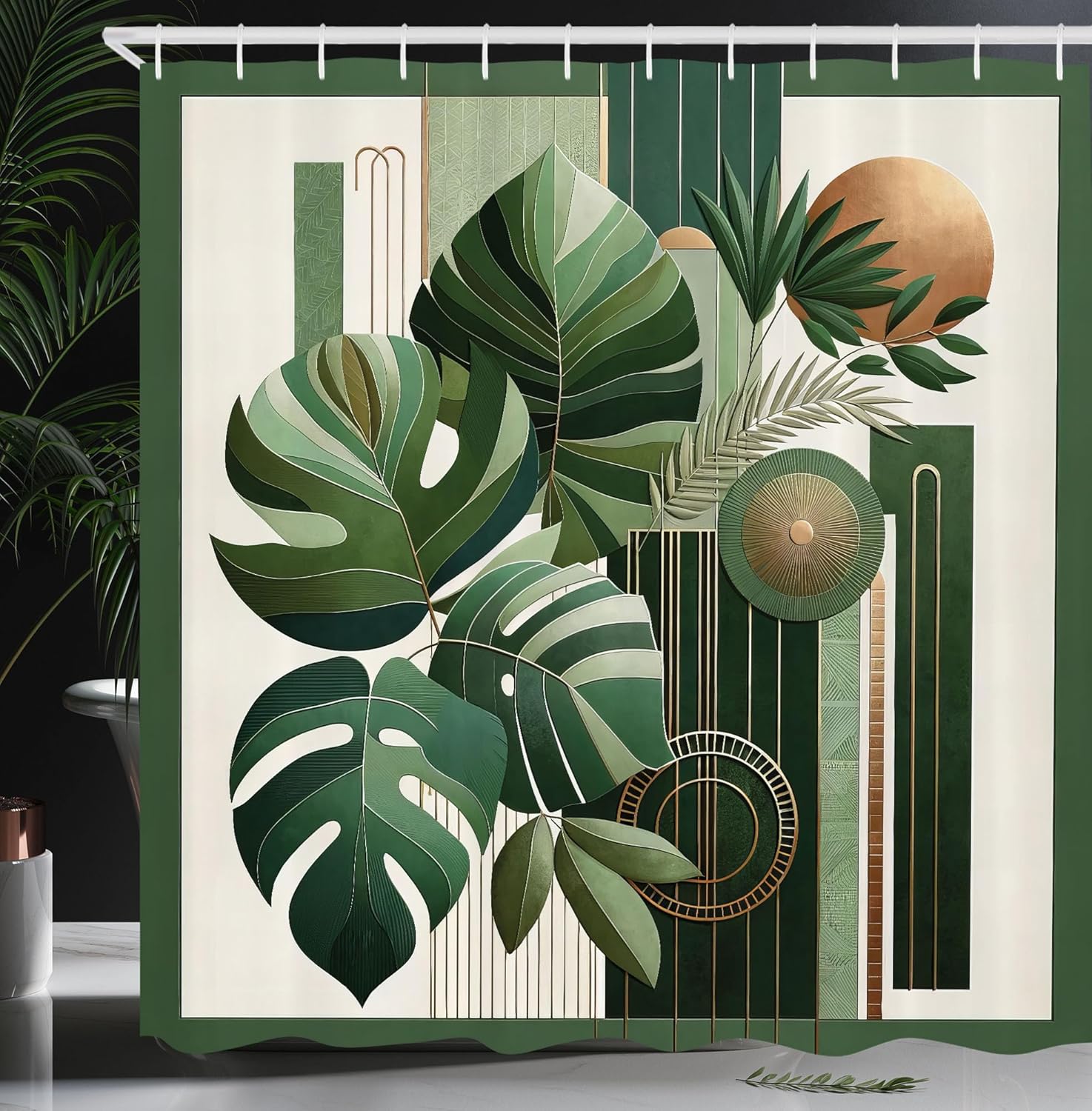 

Forest Shower Curtain, Sunny Forest With Wild Garlic Enchanting Wildflowers Blossoms Landscape Scenery, Cloth Fabric Bathroom W60H190(CM)-1 Pcs