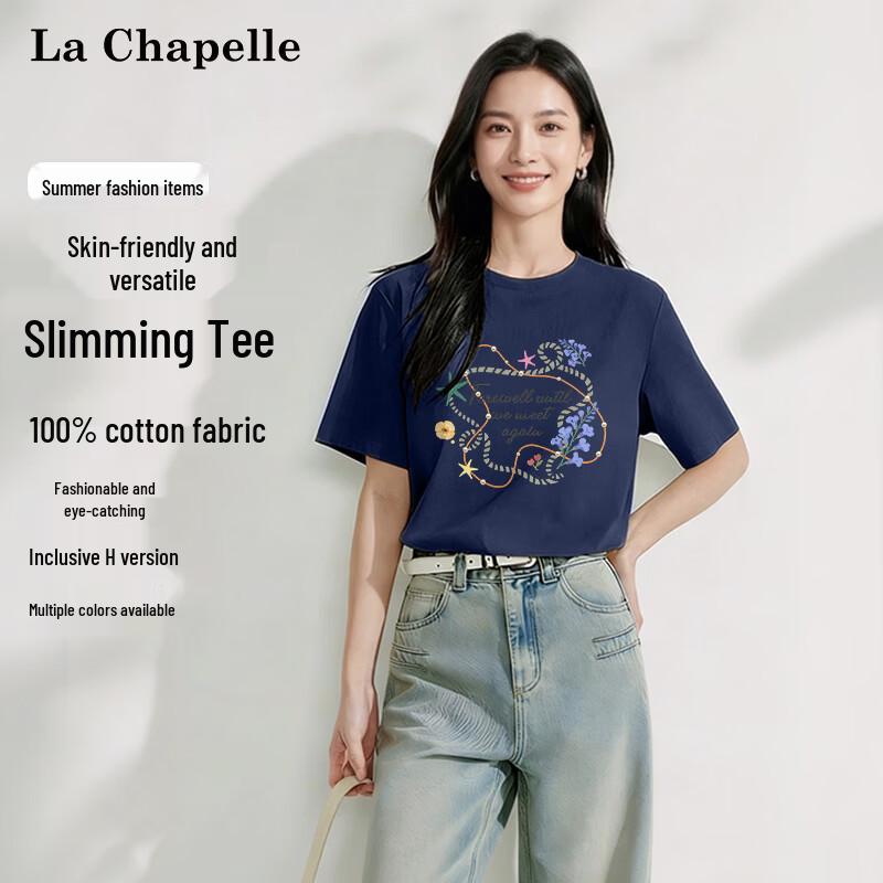 

La Chapelle Women s Pure Cotton Round Neck T-Shirt XL