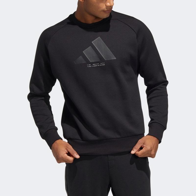 Adidas Th Logo Sweatshirt Casual Sport Crew Neck Long Sleeve Men Sweatshirt Black HE9901