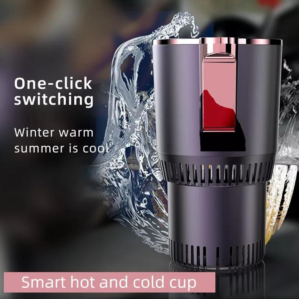 Car Heating and Cooling Cup 12V With Built-in Cup Holder Display Screen One Click Switch For Car Home Beverage Bottle Thermos