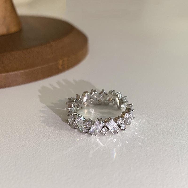 Light Luxury Niche Retro Design Senior Sense of Ring Female Temperament Flash Fashion Hundred Match Open Finger Ring Index Finger Ring Everyday Ring