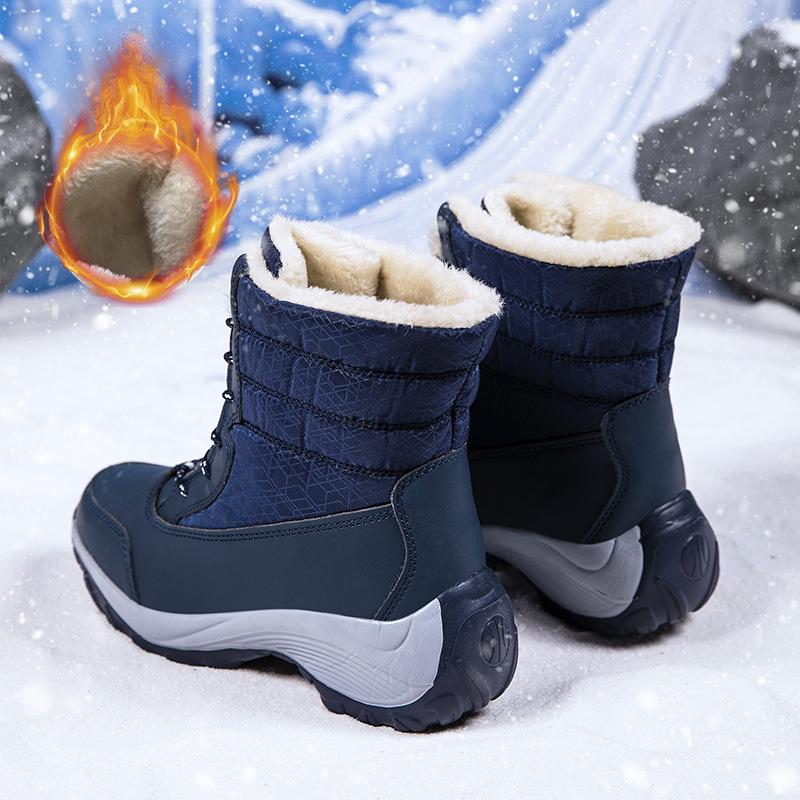 Schneestiefel Damen Plateaustiefel Rutschfeste Damen Winterschuhe Fell Warme Stiefeletten für Damen Wedges Wasserdichte Overknee Stiefel
