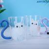 Milk Juice Cup Coffee Cup Cute Cat Transparent Glass Cup Suitable for Couples To Give Gifts with Handle Glass Cup Mug