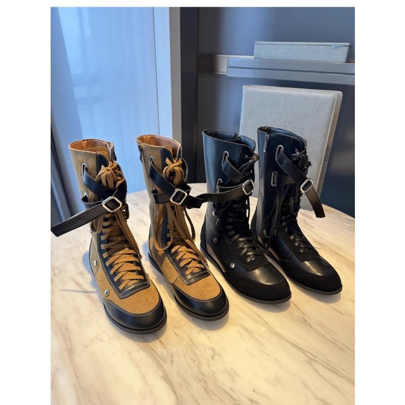 Fashion Heightened Inner Women's Belt Buckle Casual Mid-leg Boots