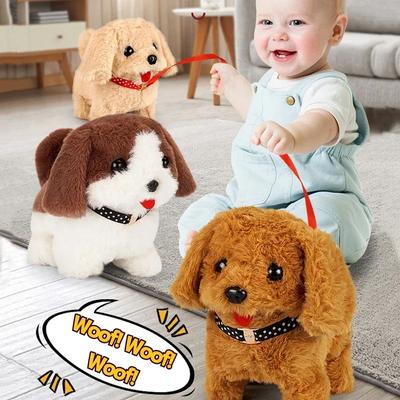 Brinquedo eletrônico de pelúcia para cachorro que anda e late, cachorro interativo com controle remoto para crianças, presentes para crianças pequenas