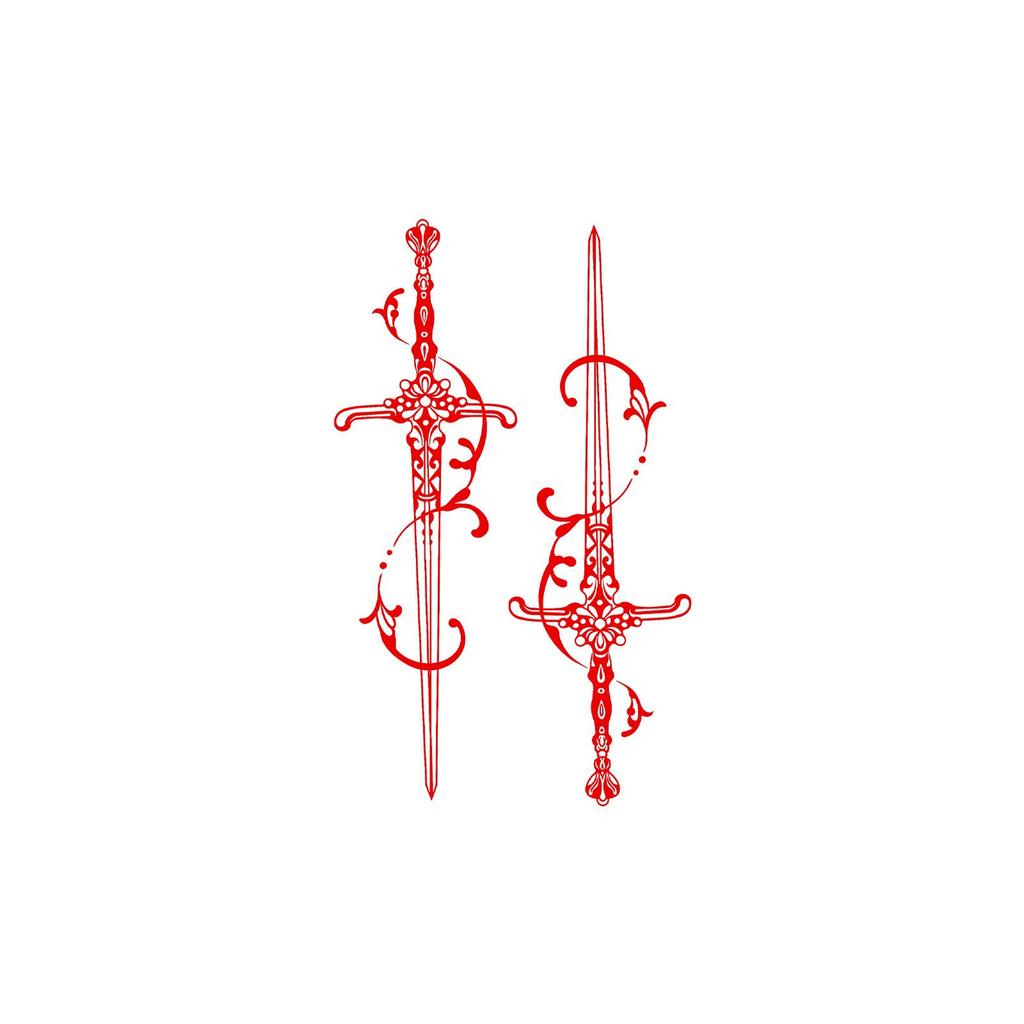 Retro European Red Sword Tattoo Sticker Classical Holy Sword Pattern Waterproof And Long-Lasting Upper Arm Exquisite Pattern Sticker