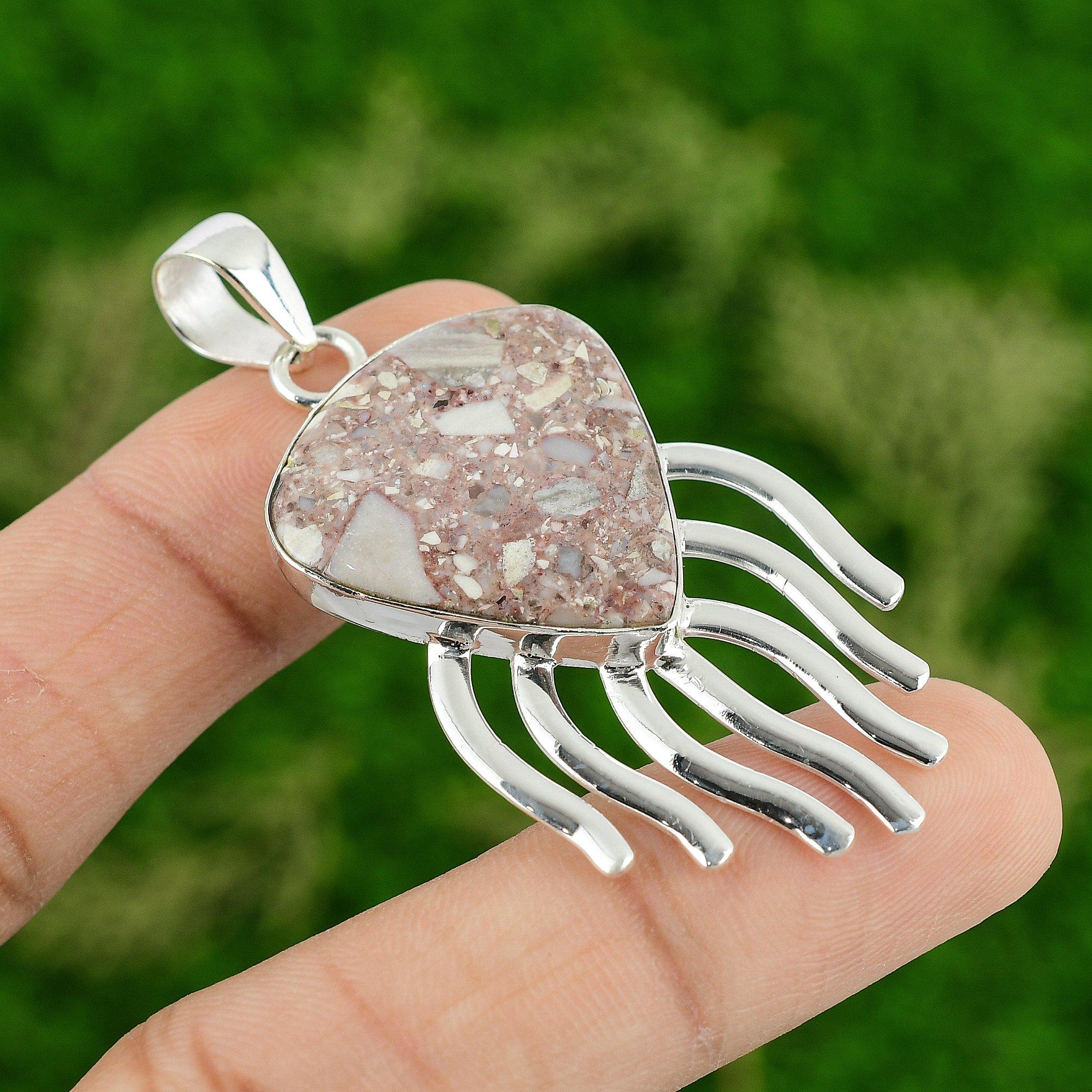 

Daughters Day Sale 925 Silver Red Brecciated Mookaite Stone Boho Pendant Jewelry