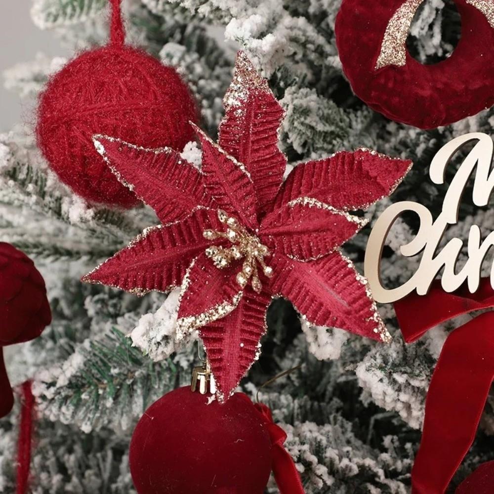 38PCS European-style Flocked Christmas Balls Pendant Xmas Tree Hanging Pendant  Wedding Party