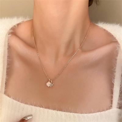 Gold Silber Farbe Seestern Shell Anhänger Halskette für Frauen Micro-Intarsien Glänzenden Zirkon Schlüsselbein Kette Party Schmuck Geschenk