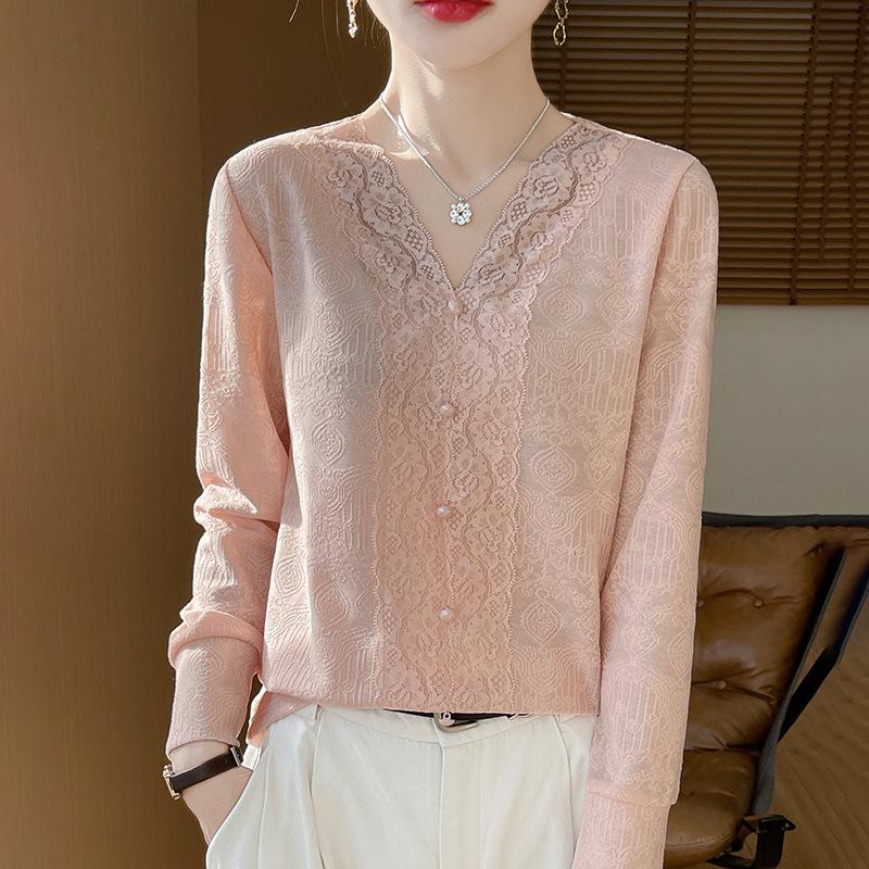 

Рубашка женская с чувством дизайна модная белая рубашка весенняя новинка V-образный вырез ретро для внутреннего и наружного ношения топ женский с длинными рукавами XXL