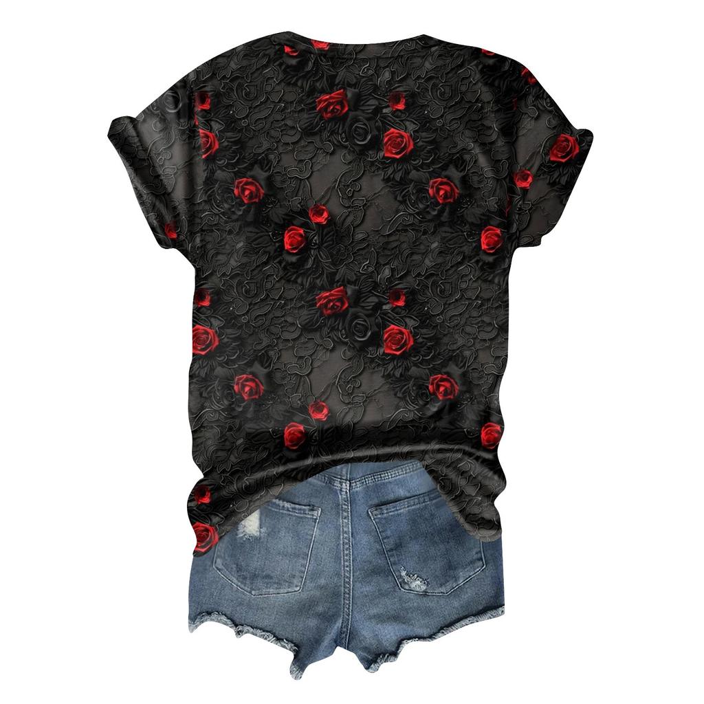 Damenmode Lässig Kurzarm Halloween Print Tops Halloween Elegante Oberteile