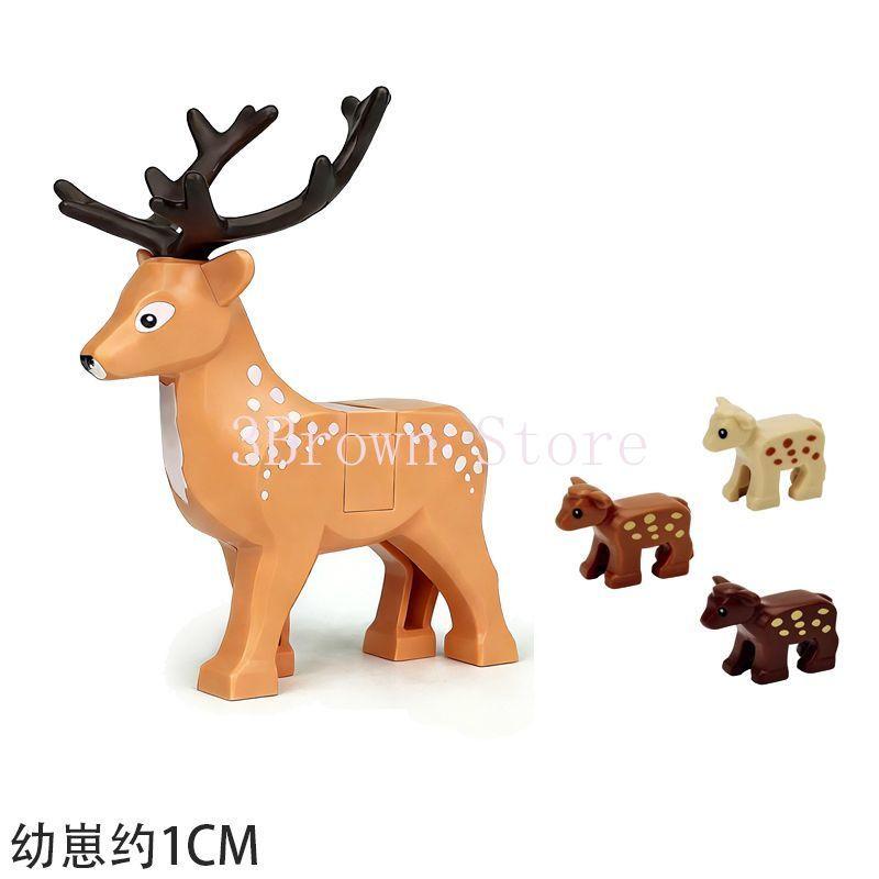 Afrikanische Wildtiere Bausteine Set Löwe Elefant Kamel Hirsch Wolf Giraffe Spielzeugmodell für Kinder Kreatives Kindergeschenk Stein S041