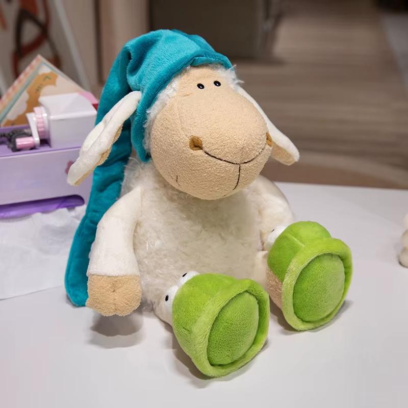 

Милая сонная овечка и волк в овечьей шкуре, плюшевая игрушка, семейная тряпичная кукла, подарок на день рождения 25cm белый