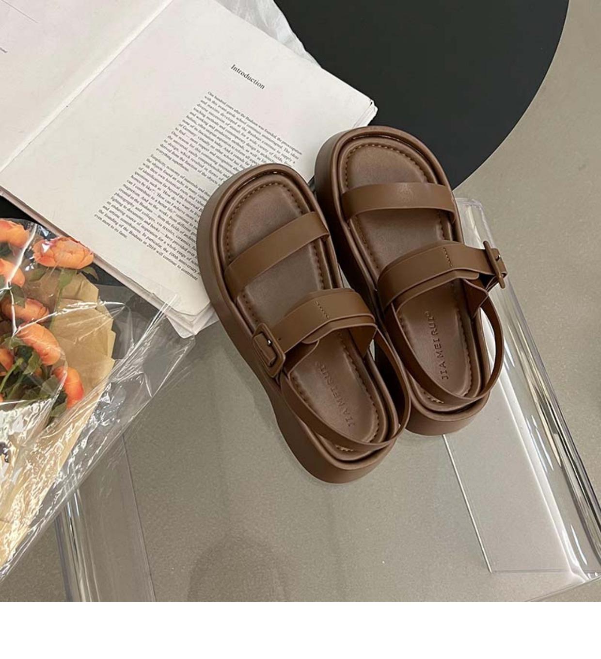 

Internet celebrity muffin platform sandals women 2025 summer new ins tide Harajuku casual sandals fashion versatile beach shoes 40 коричневий