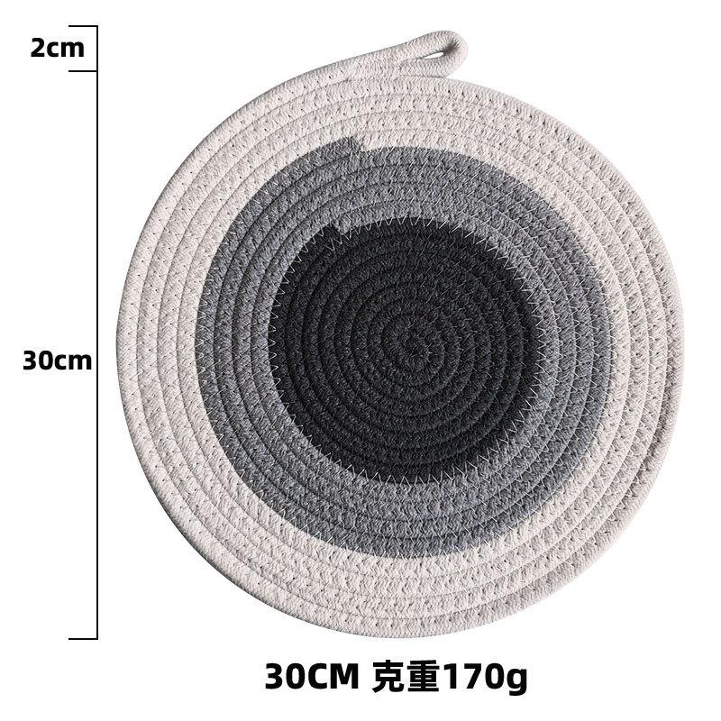Contrasting cotton rope placemat pastoral thickened thermal insulation pad cotton and linen woven table mat household heat-resistant and anti-scalding