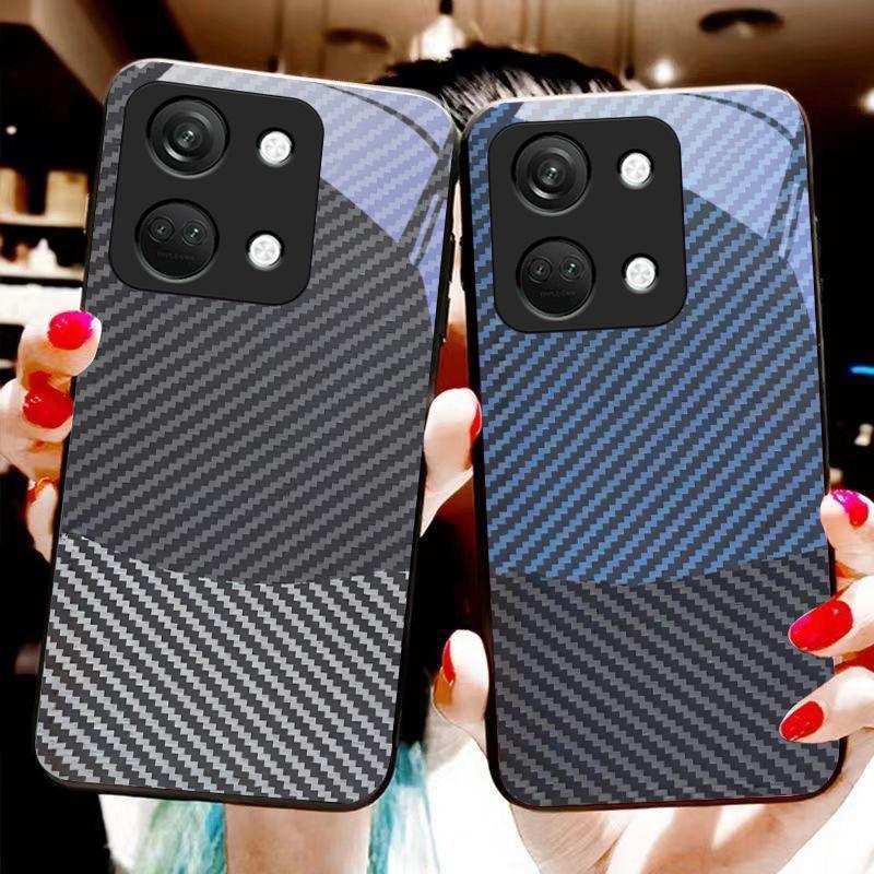 Dwukolorowe paski dla OnePlus Nord 3 5 6T 7 Pro 8 12 10T Reno8 Lite 5G 10R Nord N30 Twarda obudowa Szkło hartowane Etui na telefon Czarny