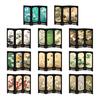 Yousheng Mini Floral Folding Screen Rustic 3 Panel Room Dividers Chinese Style Vintage Desktop Folding Screen Feng Shui Ornaments for Home Table Decor