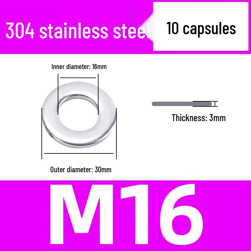 304 Stainless Steel Flat Washer for M1.6-M45 Screws