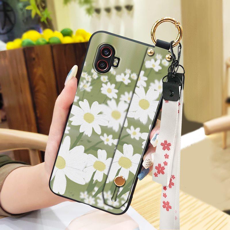 Lanyard Kickstand Phone Case For Samsung Galaxy Xcover6 Pro/SM-G736U/B Oil Painting Wristband Anti-knock Back Cover Ring