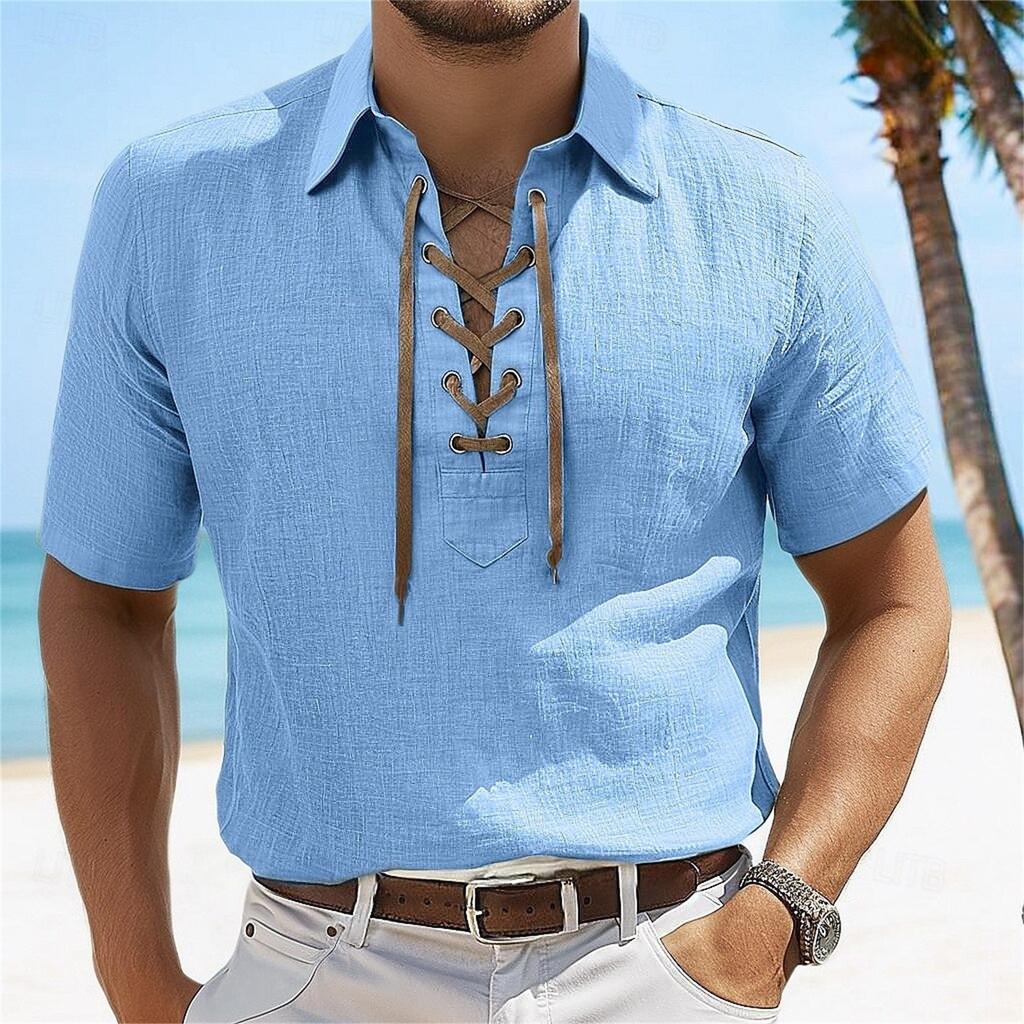 Summer Men With Lapel Short-sleeved T-shirt Men